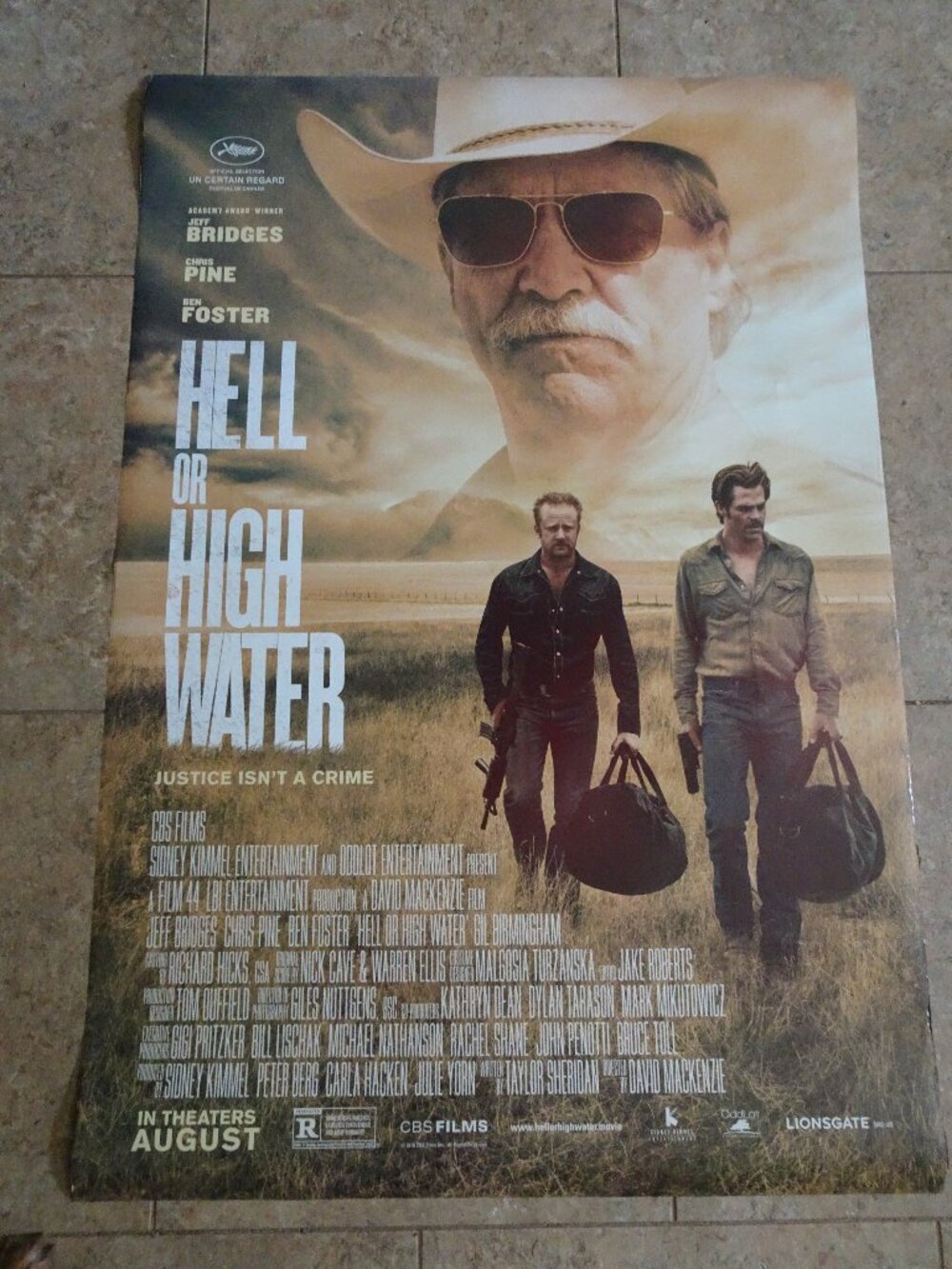 Hell or High Water - Movie Poster with Jeff Bridges as Tx Ranger and Chris Pine